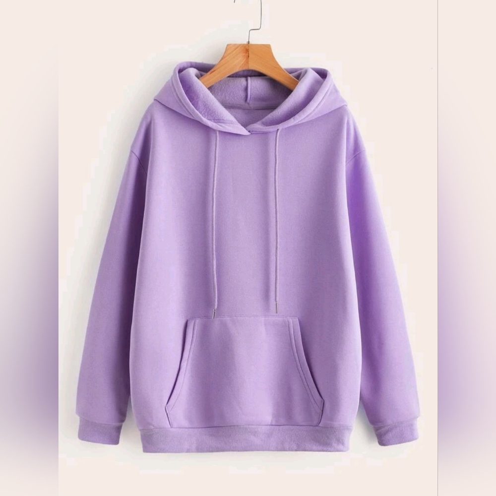 Solid Purple Drawstring Hoodie
